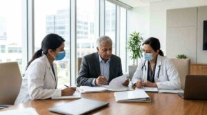 Senior hospital administrator reviewing reports at teaching hospital Peshawar 2026 Hospital Director job Peshawar 2026