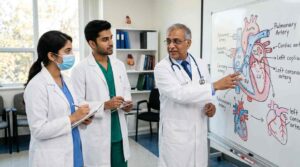 Cardiologist doctor teaching medical students at PIMS hospital Islamabad 2026