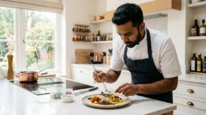 Professional chef preparing meal in clean modern home kitchen Karachi 2026